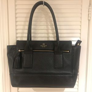 Black pebbled leather Kate Spade bag w/ tassel
